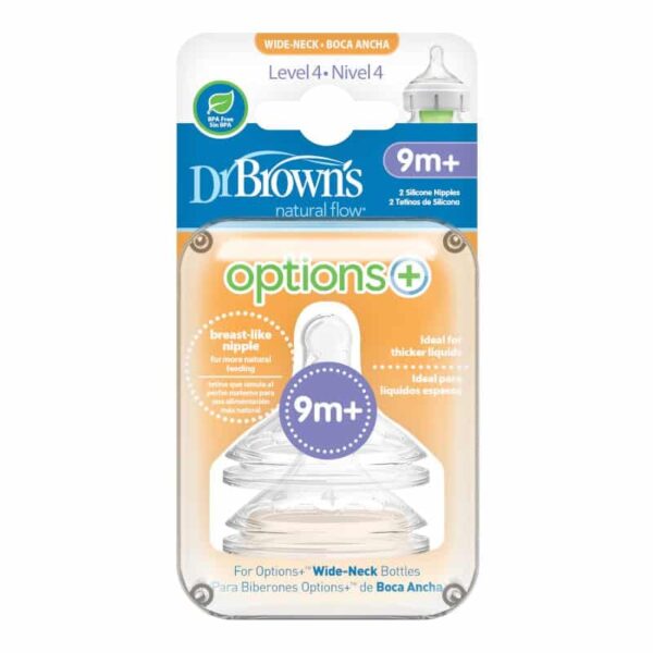 Dr. Brown’s – Biberonë Silikoni Options+ me Qafë të Gjerë, Niveli 4 (9m+)