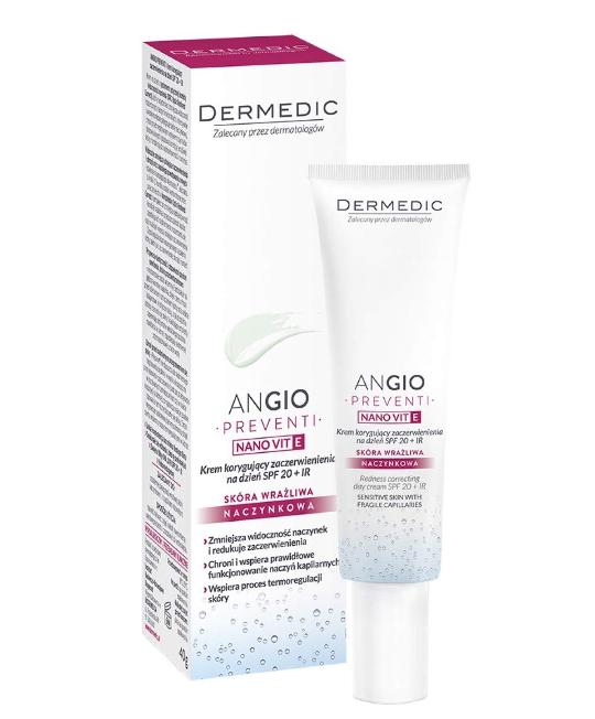 Dermedic- Angio Nano Vit E ,Redness Correcting Day Cream Spf 20+ IR ,40g