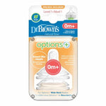 Dr. Brown’s – Biberonë Silikoni Options+ me Qafë të Gjerë, Niveli 1 (0m+)