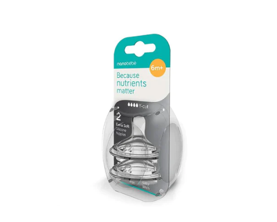 Nanobebe - Silicone teats Y cut 6m+ ,2cope