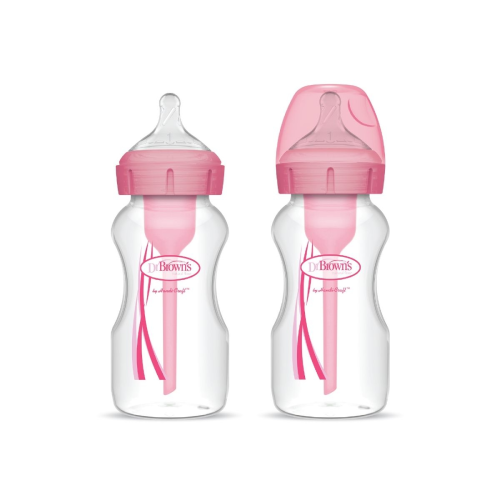 Dr. Brown's – Biberonë me Qafë të Gjerë, Rozë, 270ml (2 copë)