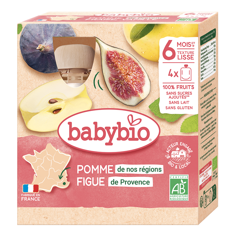 Babybio Apple & Fig Pouch +6 months 4x90gr