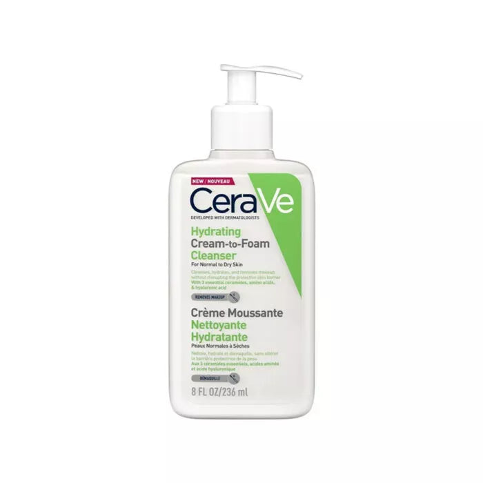 CeraVe – Hydrating Cream-to-Foam Cleanser (Normal to dry skin)