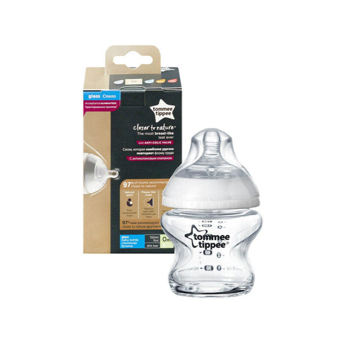 Tommee Tippee – Closer To Nature Shishe qelqi kundër kolikave (0m+)